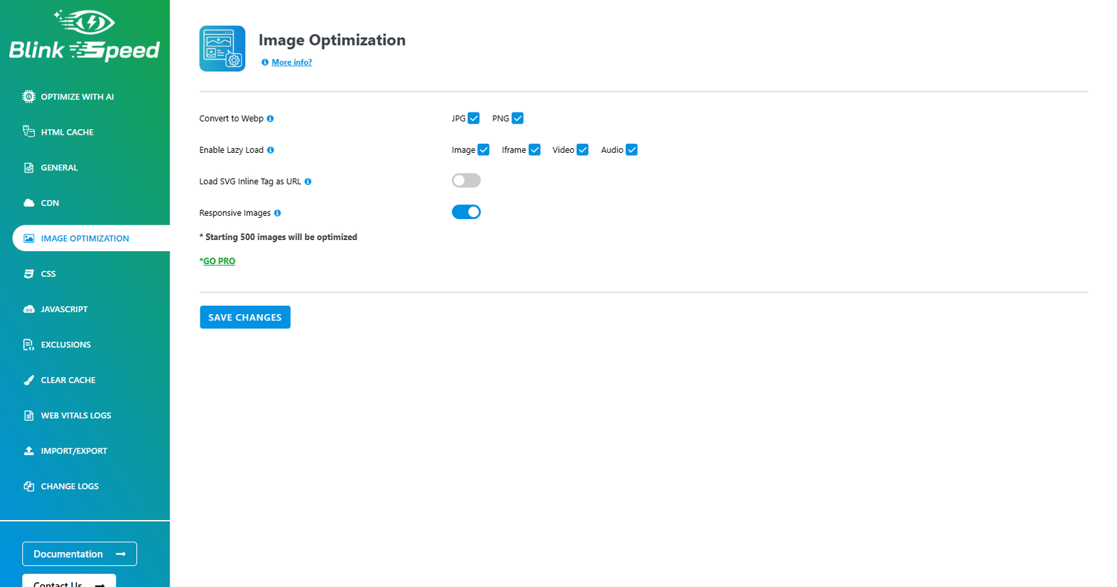 Advanced Image Optimisation and WebP Conversion - Homepage Only- BlinkSpeed Free vs Premium Plugin